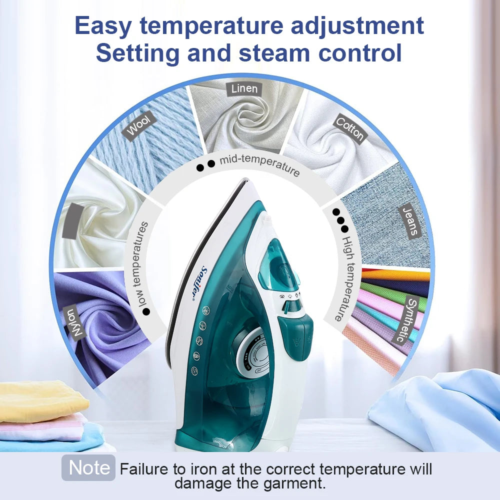 Electric Iron Portable Mini Garment Steamer Steam Iron For Clothing Iron Adjustable Ceramic Soleplate Iron For Ironing Sonifer