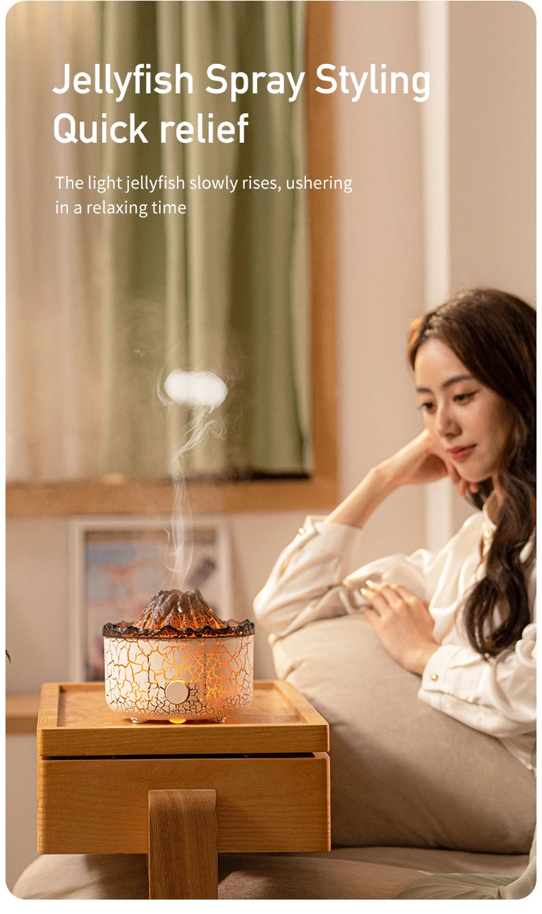 Flame Volcano Aromatherapy Humidifiers Diffuser With Colored Lights 560ml Ultrasonic Essential Oils Diffuser With Remote Control