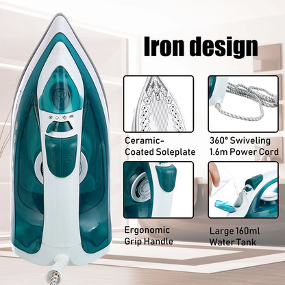 Electric Iron Portable Mini Garment Steamer Steam Iron For Clothing Iron Adjustable Ceramic Soleplate Iron For Ironing Sonifer