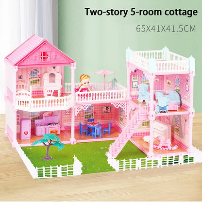 Doll House, Barbie DreamHouse, Doll House Playset, Doll House Girls Toys with 2 Dolls Toy Figures, Play DIY Dollhouse Kit