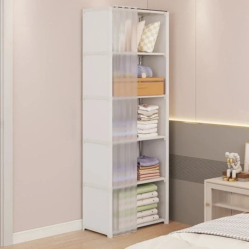 Multi-layer Storage Rack Dustproof Wardrobe Portable Clothes Organizer DIY Storage Cabinet Multilayer Furniture Curtains Cabinet