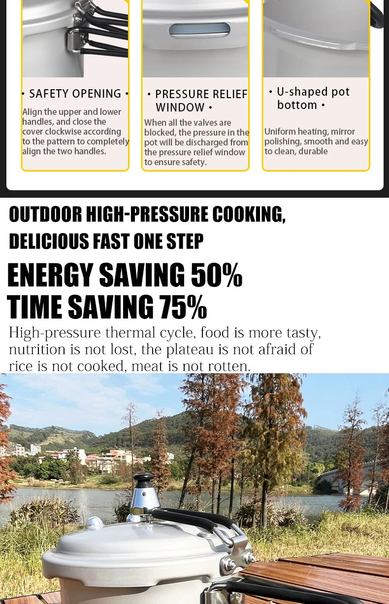 Portable Folding Handle Pressure Cooker 2.2L/3.2L/4.5L Suitable For Outdoor Camping Hiking Climbing High Altitude Fast Cooking