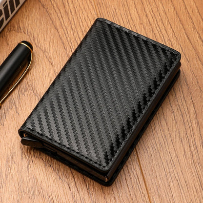 Carbon Fiber Credit Card Holder Wallet Men Rfid Smart Meral Thin Slim Pop Up Minimalist Wallet Small Black Purse Metal Wallet