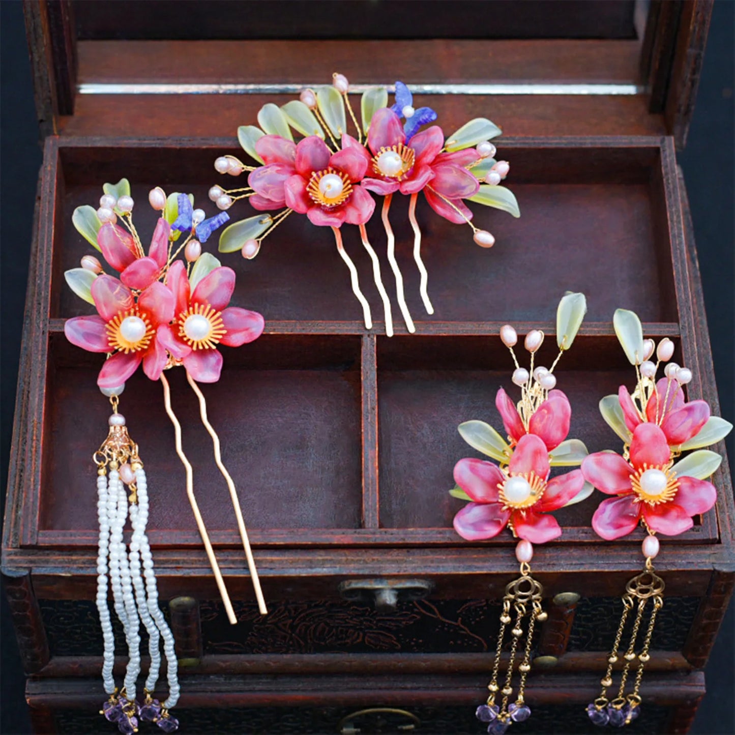 Chinese Hanfu Hair Accessories Set Hair Clip Hairpins Haircomb Bridal Headdress Retro Wedding Hair Accessories Headwear Gift