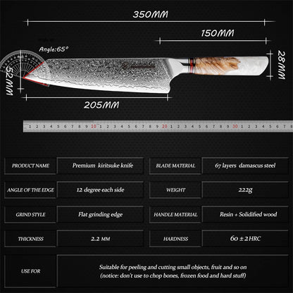 Grandsharp 8 Inch Kiritsuke Knife 67 Layers Damascus 10Cr15C0Mov Steel Kitchen Knives Vegetable Meat Food Cooking Tools with Box