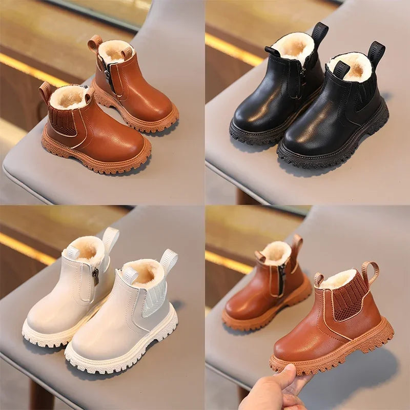 Autumn Winter Baby Kids Short Boots Super Warm Boys Girls Shoes Pu Leather Children Boots Fashion Toddler Boots Kids Snow Shoes