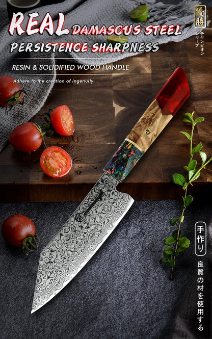 Chef Knife Japanese Damascus 10CR15COM Stainless Steel Fish Meat Vegetables Kitchen Cooking Tool Professional Butcher Knives Red