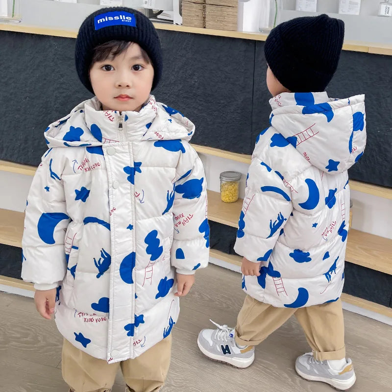 New Girls Boys Down Jacket Winter Coats Children Clothes Hooded Windbreaker Coat For Kids 2-7 Years Cotton Warm Outerwear