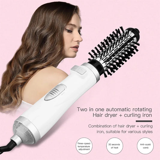 Rotational Professinal Hair Dryer Comb Straightening Brush 2 in 1 Salon Blower Multifunctional Styling Tools Straight and Curler