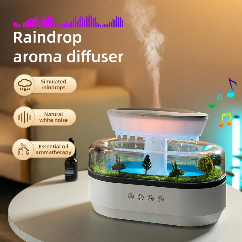 Rain Cloud Aroma Diffuser Small Air Humidifiers Water Drip Micro Landscape Essential Oils Ultrasonic Diffuser With 7 Night Light