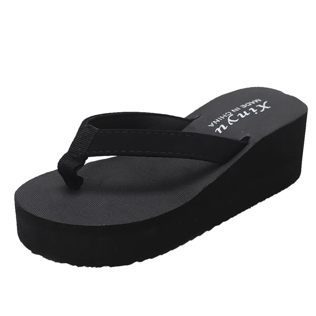 Women'S Fashionable And Casual Non-Slip Wedge Beach Shoes And Slippers Shoes 2024 Ladies' Thick Soled Trendy Flip Flops