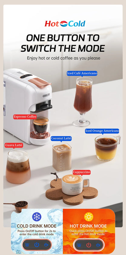 Cafelffe 5in1 Multiple Capsule Coffee Machine DG Cappuccino Nes Capsule ESE Pod Ground Coffee Cafeteria Gift for Lover,Dad,Mom