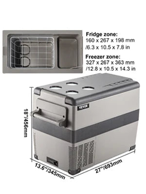 20L/22L/35L/45L/55L Car Refrigerator Mini Fridge Freezer Portable Compressor Cooler 12/24V DC 110-240V Ice Box for Camping