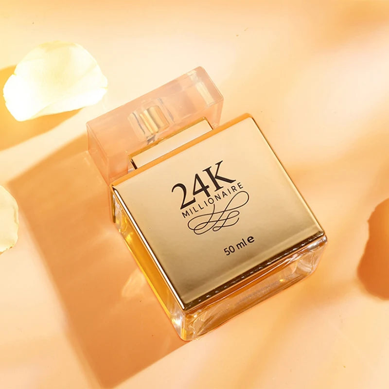 24k Gold Women Fashion Perfume 50ml Luxury Brand Long-lasting Flowery Fruity Fragrance 24k Millionaire Eau De Toilette Lady Mist