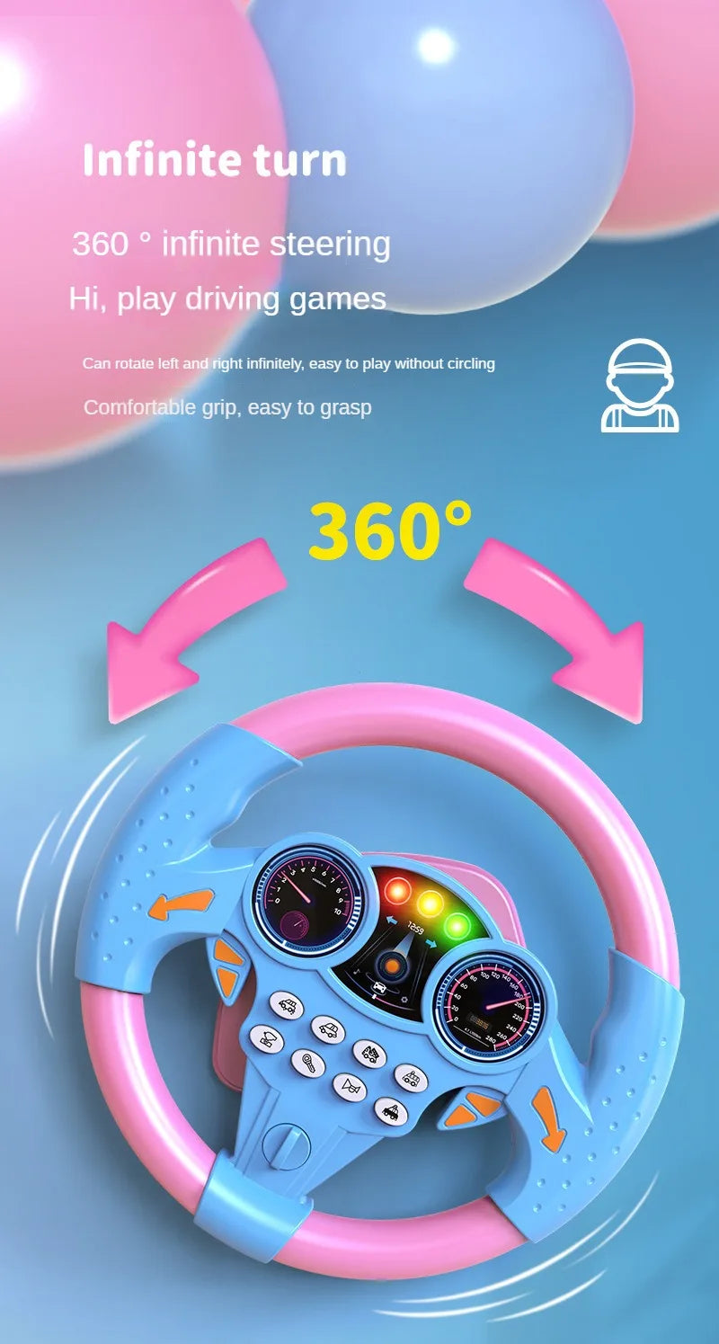 Infant Shining Simulation Steering Wheel Toys Children's Toy Kids Early Education Copilots Stroller Steering Wheel Vocal Toys