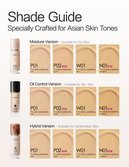 CARSLAN Long-lasting Moisture Matte Liquid Face Foundation Full Coverage Concealer Whitening Oil Control Face Base Makeup