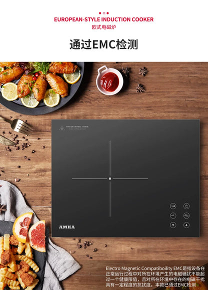 Amka 220V 2200W Bulit-in Hobs Single Cooker Induction Cooker Touch Control Intelligent Induction Cooktop Ultra-thin Panel