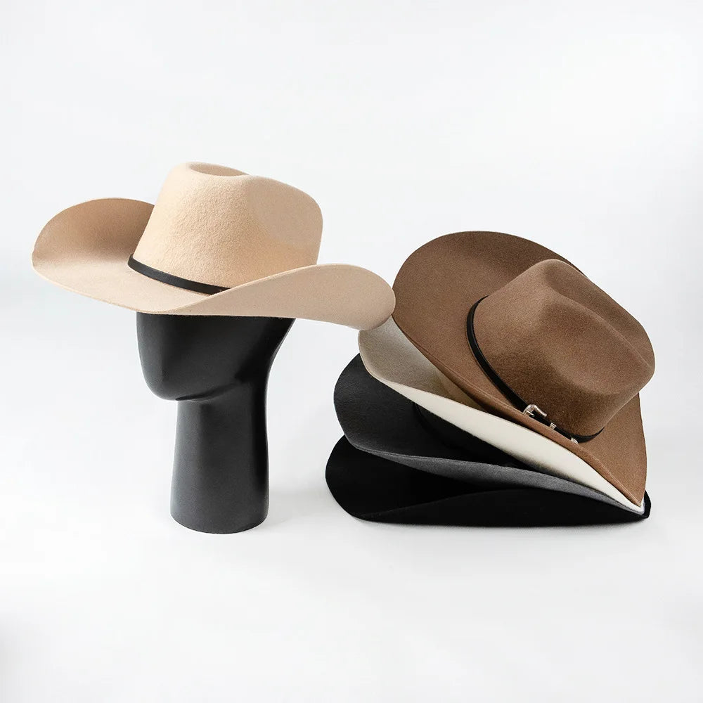 202308-hh2076b  chic ins winter wool felt pu belt  Britain Classic Stetson fedoras cap  men women leisure panama jazz hat