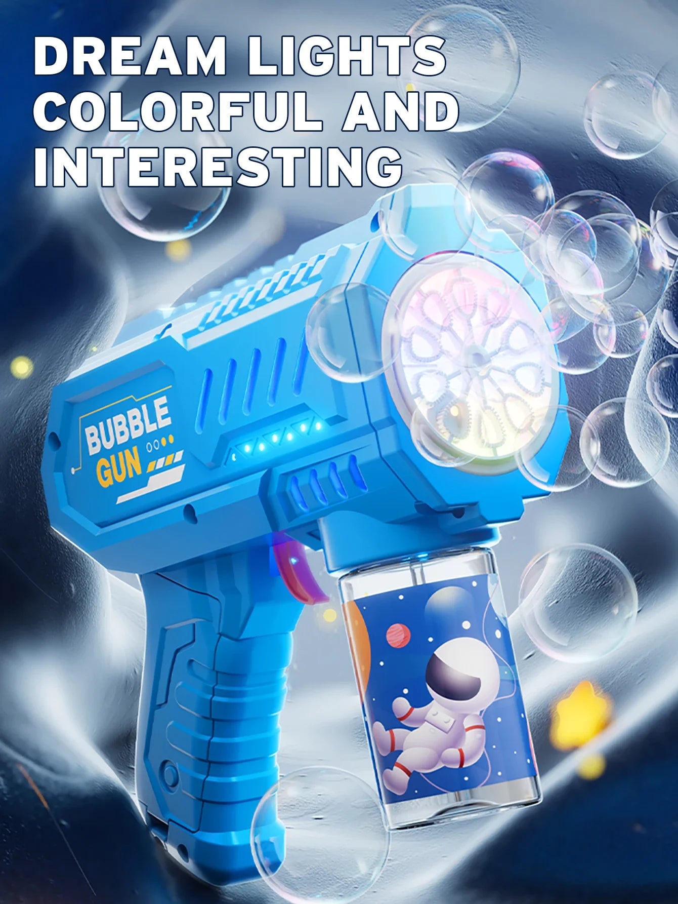 Fully Automatic Bubble Gun Rocket Bubbles Machine Automatic Blower with Bubble Liquid Toy for Kids Beach Outdoor Bubble Gifts