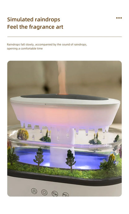 Rain Cloud Aroma Diffuser Small Air Humidifiers Water Drip Micro Landscape Essential Oils Ultrasonic Diffuser With 7 Night Light