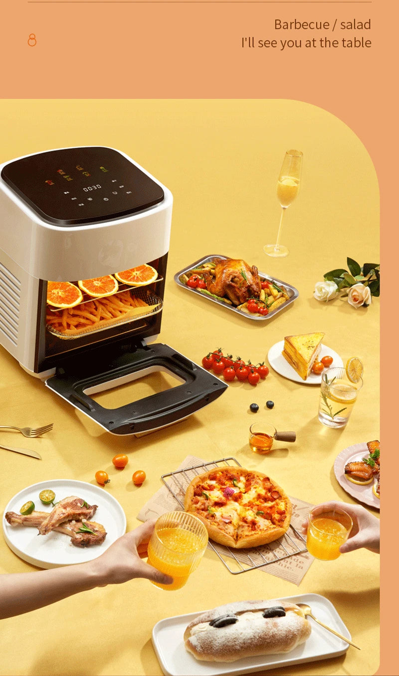 15L Multifunction Digital Air Fryer Without Oil Electric Oven, Dehydrator, Air Fryer with LED Touch Panel Large Display Window