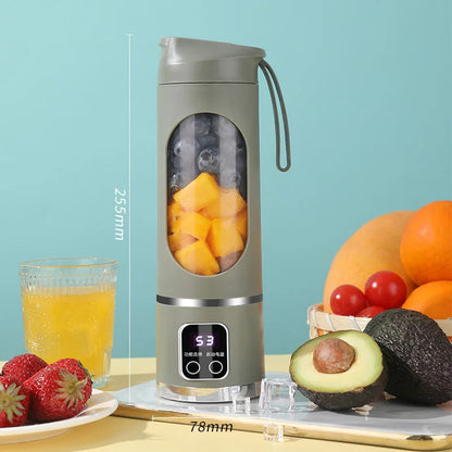 Portable Fruit Juicer 450ml Capacity 8 Blades 3 Gears USB Rechargeable Blender Ice Crusher for Shakes and Smoothies Juicer Cup