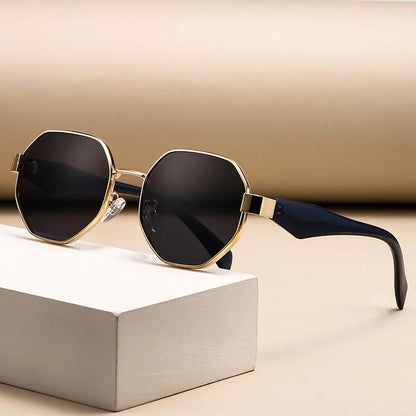 New Retro Sunglasses Women Fashion Polygonal Metal Frame Sunglasses Men Luxury Brand Designer Decorative Sun Glasses Uv400