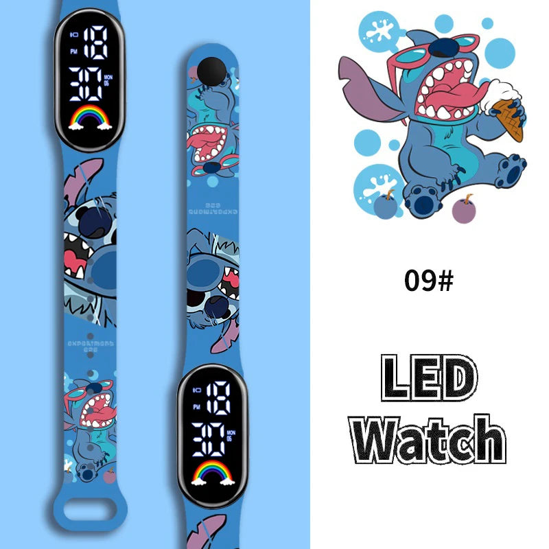 Disney Cartoon Stitch Children Watches Girls Fashion Bracelet LED Women Watch Kids Electronic Digital Waterproof Clock