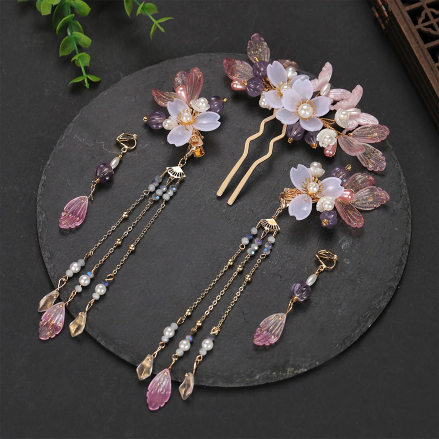 Chinese Hanfu Hair Accessories Set Hair Clip Hairpins Haircomb Bridal Headdress Retro Wedding Hair Accessories Headwear Gift