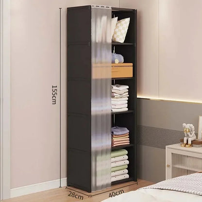 Multi-layer Storage Rack Dustproof Wardrobe Portable Clothes Organizer DIY Storage Cabinet Multilayer Furniture Curtains Cabinet