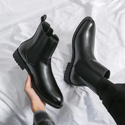 Luxury British Style Chelsea Boots Men Dress Shoes Business Formal Ankle Boots Autumn Bota Party Wedding Split Leather Shoes