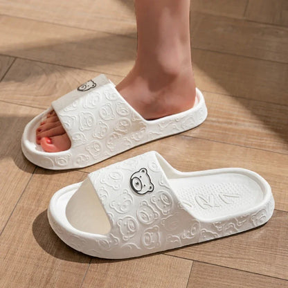 New Fashion Summer Couple Cosy Flat Slides Lithe Thin Soft Sole Sandals For Women Men Slippers Gent Shoes Home Indoor Flip Flops