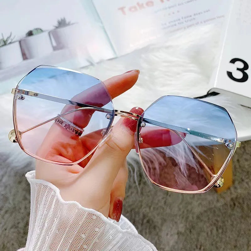 Brand Design 2024 Fashion New Polygonal Metal Sunglasses Retro Ladies Glasses Classic Trend Luxury Driving Travel Eyewear