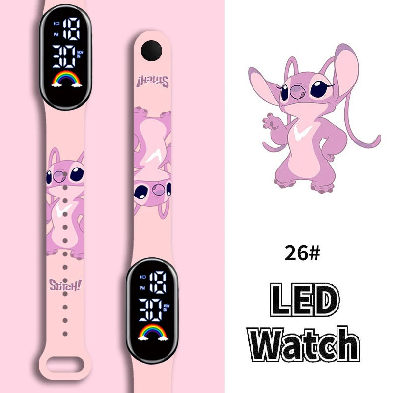 Disney Cartoon Stitch Children Watches Girls Fashion Bracelet LED Women Watch Kids Electronic Digital Waterproof Clock