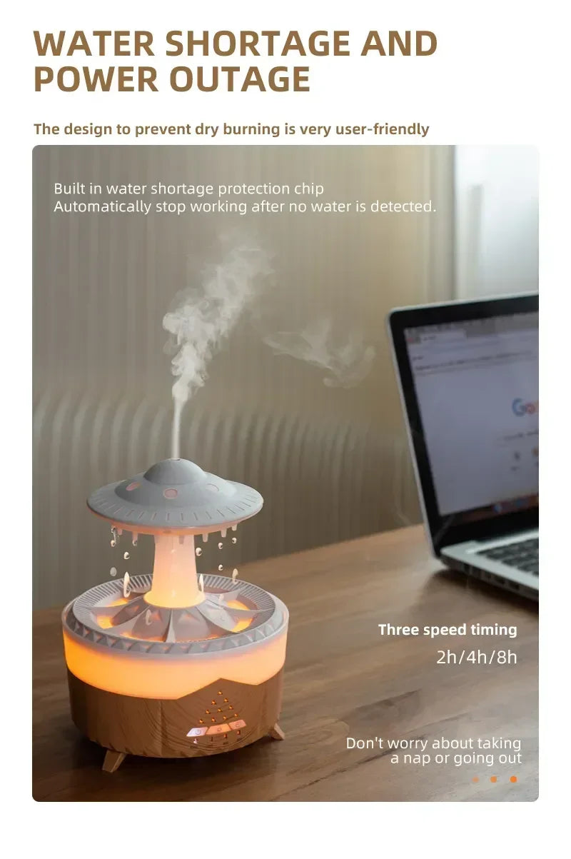 Rain Cloud Night Light humidifier with raining water drop sound and 7 color led light essential oil diffuser aromatherapy