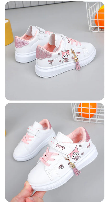 Sanrio Girls's Fashion Sneakers Kid's Anti-skid Casual Shoes Cartoon Anime Kuromi Thick Soles Shoes Children's Board Shoes