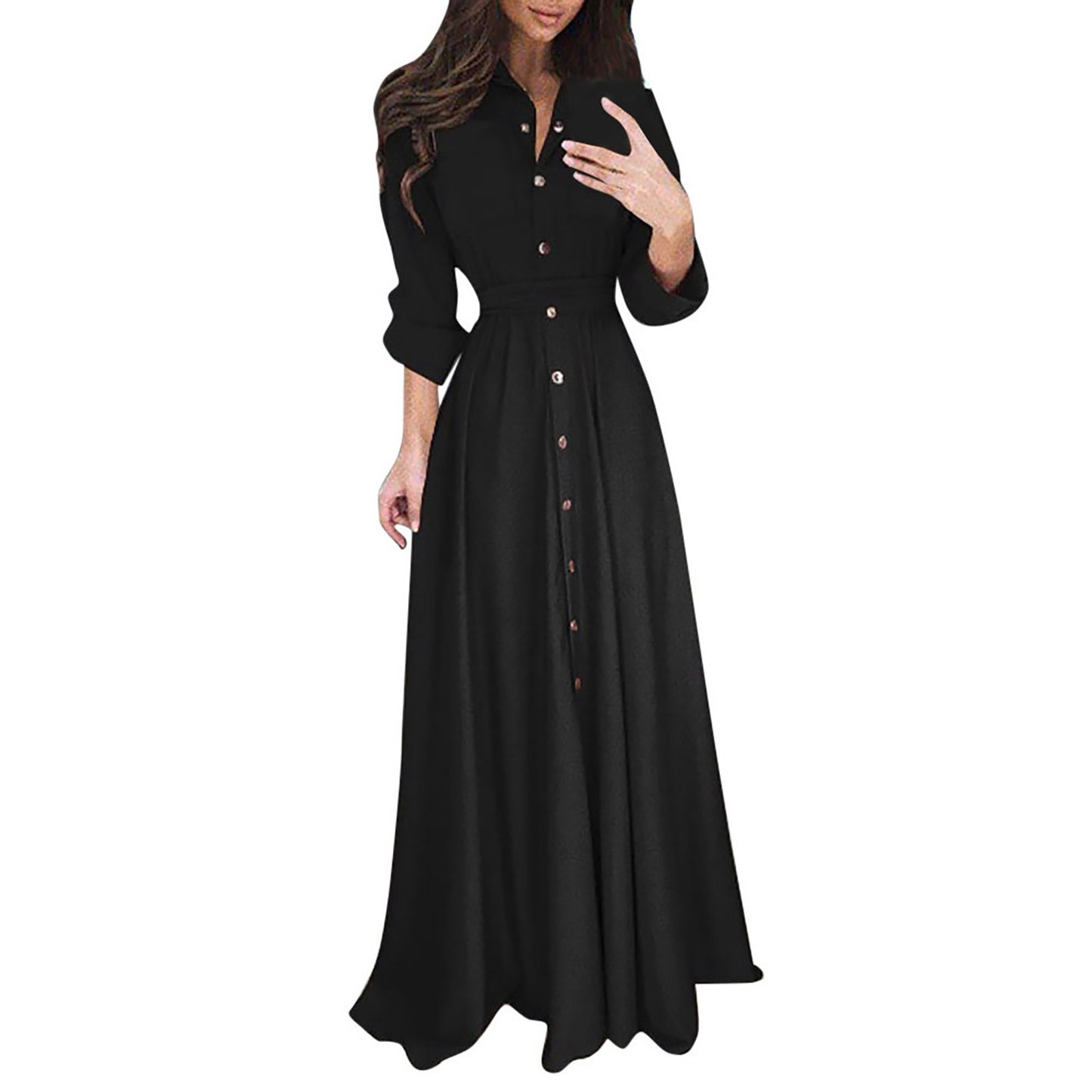 2024 Spring Long Sleeve Shirt Dresses Elegant Belted Maxi Dress for Women White Solid Casual Lapel Party Holiday Long Dress Robe