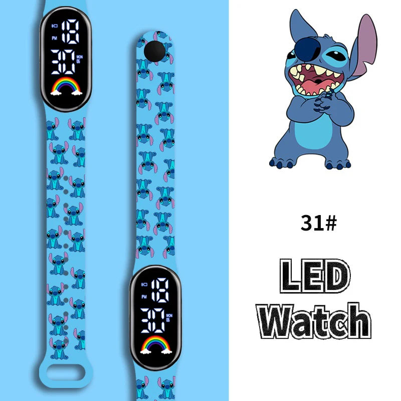 Disney Cartoon Stitch Children Watches Girls Fashion Bracelet LED Women Watch Kids Electronic Digital Waterproof Clock