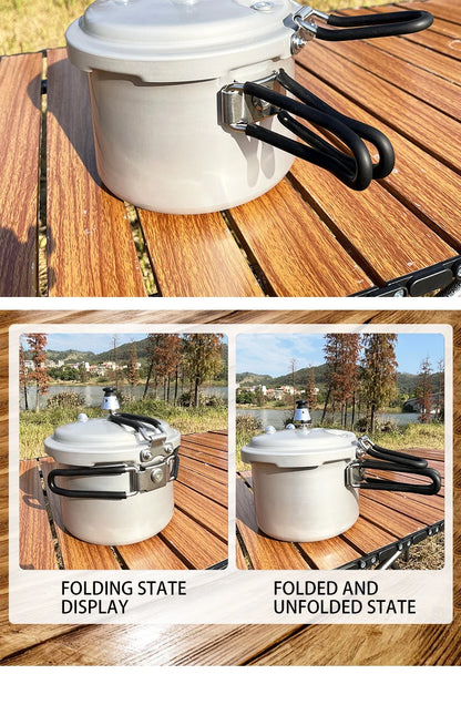 Portable Folding Handle Pressure Cooker 2.2L/3.2L/4.5L Suitable For Outdoor Camping Hiking Climbing High Altitude Fast Cooking