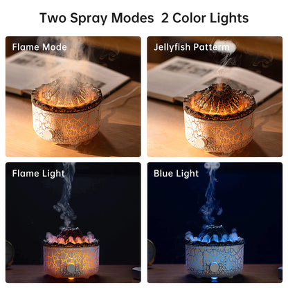 Flame Volcano Aromatherapy Humidifiers Diffuser With Colored Lights 560ml Ultrasonic Essential Oils Diffuser With Remote Control