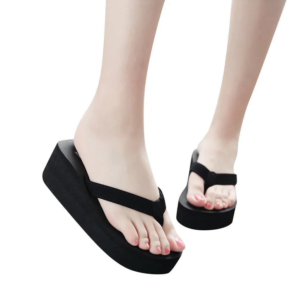 Women'S Fashionable And Casual Non-Slip Wedge Beach Shoes And Slippers Shoes 2024 Ladies' Thick Soled Trendy Flip Flops