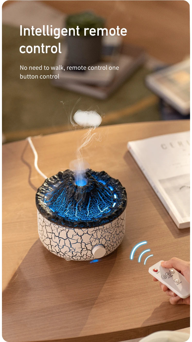 Flame Volcano Aromatherapy Humidifiers Diffuser With Colored Lights 560ml Ultrasonic Essential Oils Diffuser With Remote Control