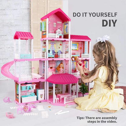 Big House Diy Dollhouse For Children Barbie House Bed Sofa Table Doll Furniture Miniature Doll House Christmas Gifts Kids Toys