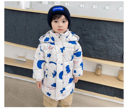 New Girls Boys Down Jacket Winter Coats Children Clothes Hooded Windbreaker Coat For Kids 2-7 Years Cotton Warm Outerwear