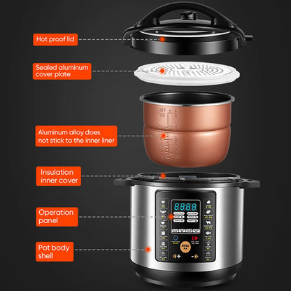 XEOLEO 6L Multifunction Electric Pressure cooker suitable 5 people use Household High pressure pot Rice cooker