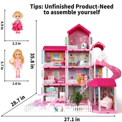 Big House Diy Dollhouse For Children Barbie House Bed Sofa Table Doll Furniture Miniature Doll House Christmas Gifts Kids Toys