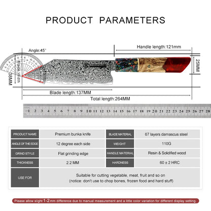 Grandsharp 5.5 inch Japanese Bunka Kitchen Knife 67 Layers Damascus Steel Chef Knives Fruit Meat Vegetables Cutter Cooking Tools