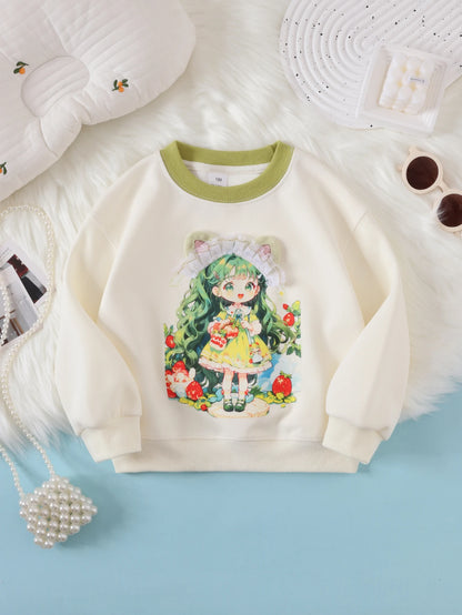 2024Girls' New Spring, Autumn and Winter Mermaid Little Girl Three-Dimensional Pattern Pullover Comfortable Bottoming Shirt