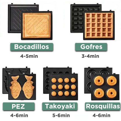 2025 YIDPU Sandwichera 3 en 1 Tostadora eléctrica Waffle Maker Desayuno Pancake Donut Egg Waffle Fish Cake Horno eléctrico