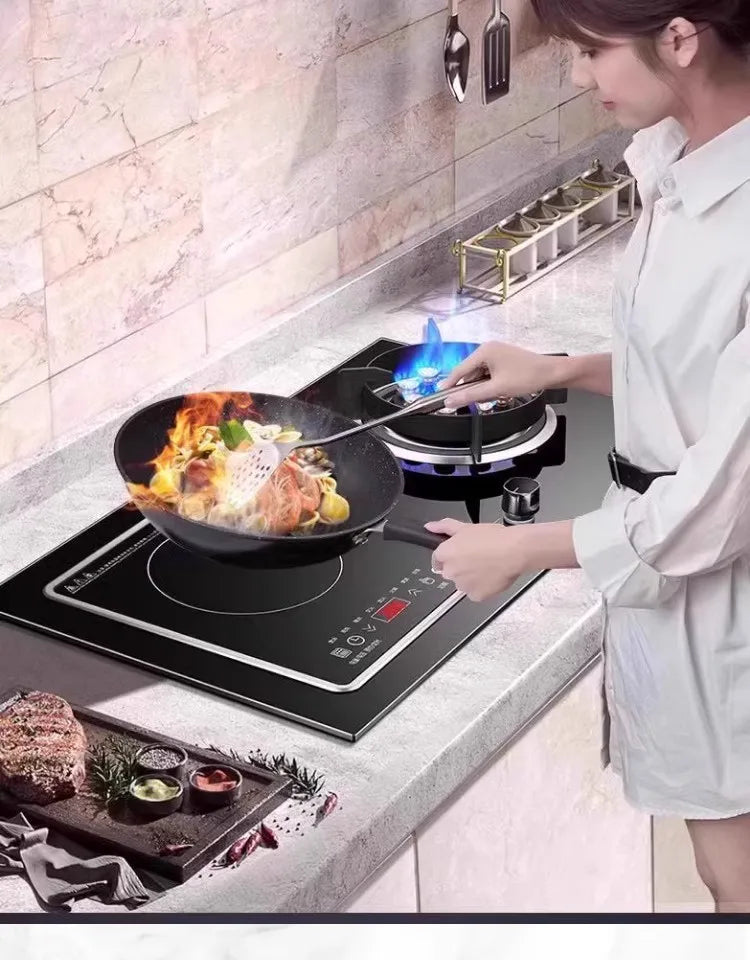 Gas-electric dual-purpose gas stove dual-range gas stove induction cooker integrated embedded desktop